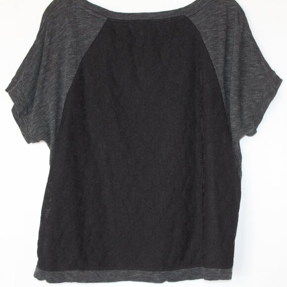 FOREVER 21 WOMENS GRAY BLACK SHORT SLEEVE SHORT WAISTED TOP SZ M LACE BACK - Picture 11 of 16